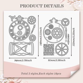 WADORN Pocket Watch Carbon Steel Cutting Dies Stencils, Watch Time Theme Templated Embossing Die Cuts Tool for DIY Card Making Carbon Steel Cutting Dies Material for Album Paper Craft Decoration