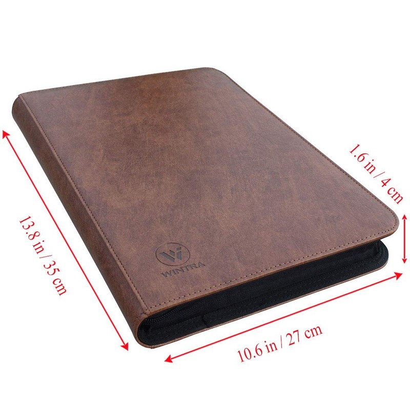 WINTRA 504 Pockets Classical Brown leather Card Binder, Premium 9-Pocket