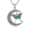 Reaii Natural Turquoise Moth Necklace for Women Luna Moth Pendant