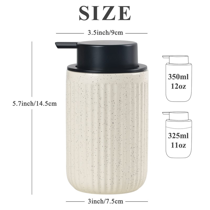 BosilunLife Beige Soap Dispenser Set - 2 Pack 12oz Ceramic