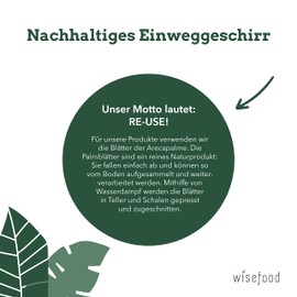 wisefood Palm Leaf Snack Plates, Pack of 25 Disposable Plates, Round, Diameter 14 cm, Biodegradable Palm Leaf Tableware, Disposable Tableware Ideal as Soup Plates, Salad Plates or Pasta Plates, 200 ml