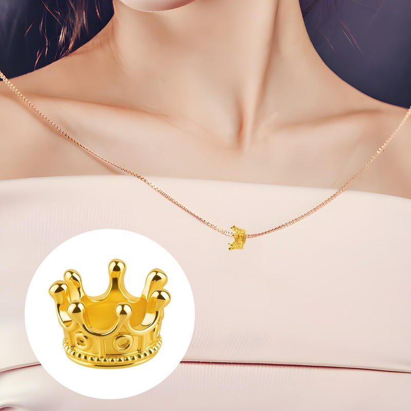 100PCS Small Mini Crowns for Crafts，Gold Crown Beads Elegant
