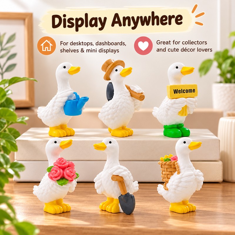 Mini Resin Duck Figurines for Home Decor – Cute 6-Piece