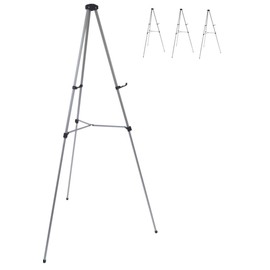 Lightweight Aluminum Telescoping Display Easel, Silver (4 Pack)