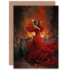 Artery8 Carmen Dancing Gypsy Seductive Dance for Wife Her Mum Sister Daughter Mom Gran Nan Birthday Thank You Congratulations Blank Art Greeting Card