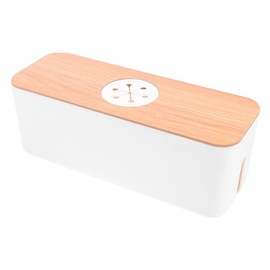 LABRIMP Cable Management Box Round Holes Power Line Organizer Wire Storage Case Desktop Use Grey Design