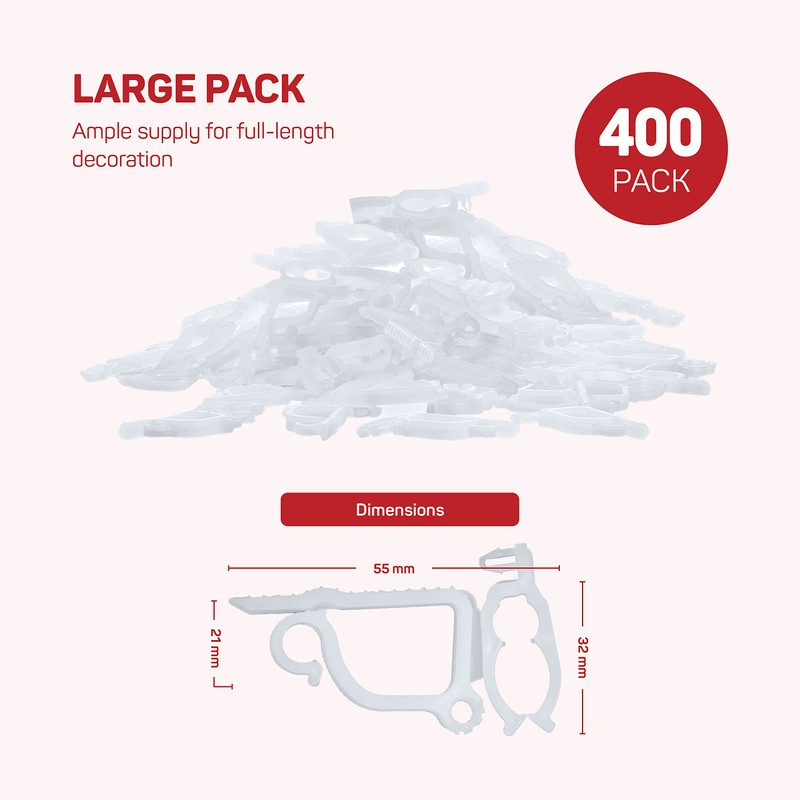 All-Purpose Holiday Light Clips [Set of 400] Christmas Light Clips,