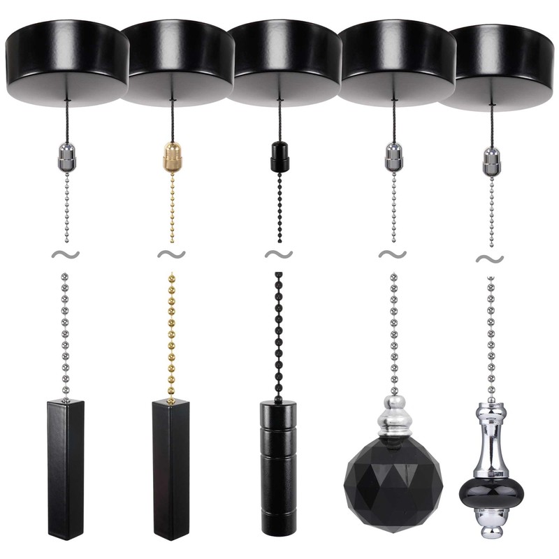 ElekTek Premium Satin Black Bathroom Light Pull Cord Switch Kit