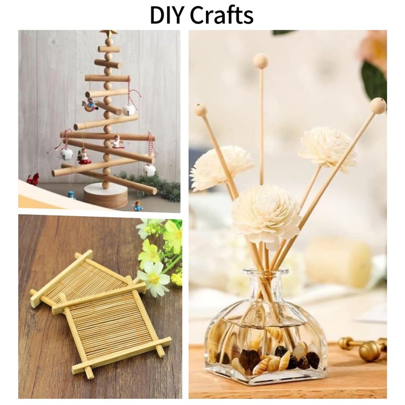 FUZVOL 10 Pcs 300mm X10mm Diameter Natural Round Wooden Dowels,Long