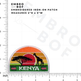 EMBROBOF Savannah Sunset Kenya Patch – 2 inches, Cool Travel Africa Safari Patch – Iron On/Sew On Embroidered Travel Patches for Backpacks