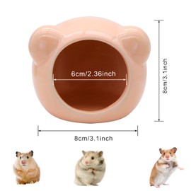 LuckyOpt Ceramic Hamster House, Cute Animal Shaped Hamster Cave, Summer Cool Small Animal Hideout Habitat Decor for Dwarf Hamsters (Orange)