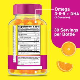 WellYeah Omega 3 6 9 Gummies | with Flaxseed Oil and DHA | Vegetarian Omega 3 Fish Oil Alternative | GMO Free, Gluten Free, Orange & Lemon Flavor | Natural Sourced Colors and Flavors | 90 Count
