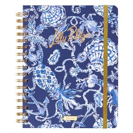 Lilly Pulitzer Large Monthly Planner August 2025 - December 2026, Monthly Agenda & Calendar, Stickers, Pockets, & Spiral Binding (Sapphire Pool Barefoot Beachcomber)