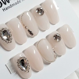 [Sl&Sl Nail Tips] Wedding Veil Nails - Almond / [슬앤슬네일팁] 웨딩베일 네일 - 아몬드