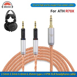 OKCSC 16 Core Hand-Braided Copper OFC Upgraded Replacement Cable for Audio-Technica ATH-R70X R70XA Headphone Cable Audio Cable 6.35MM Gold-Plated Plug 4.92FT Length