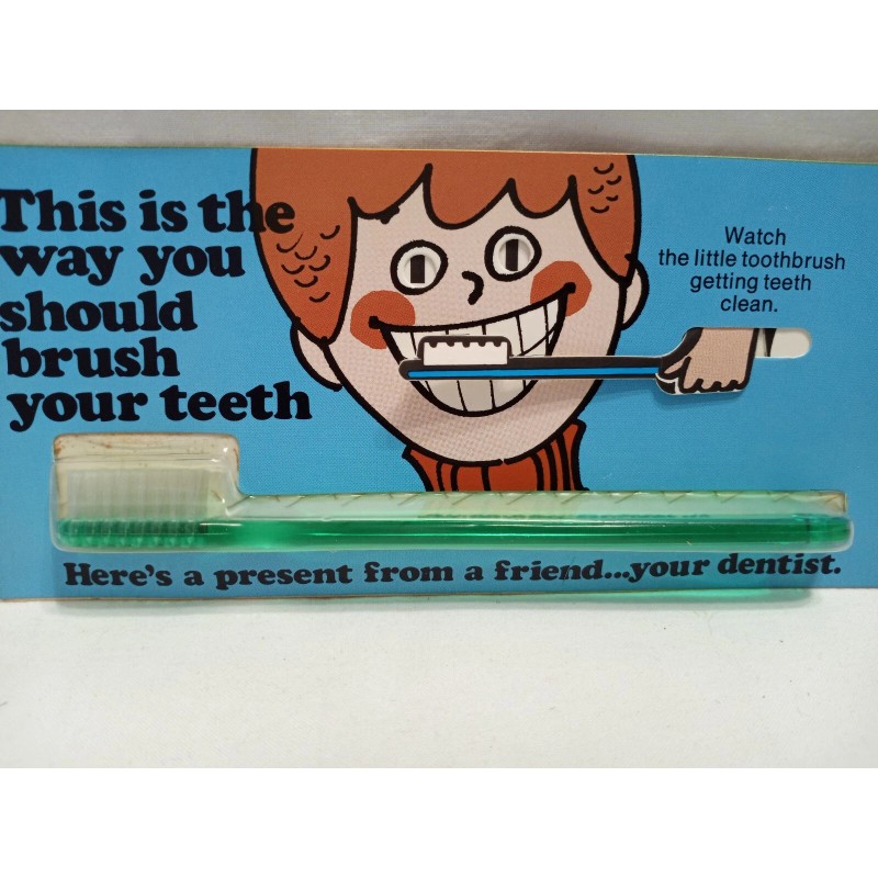 Vtg Py-co-pay Softex Jr Toothbrush 5.5" Learn-to-brush Package Movable READ