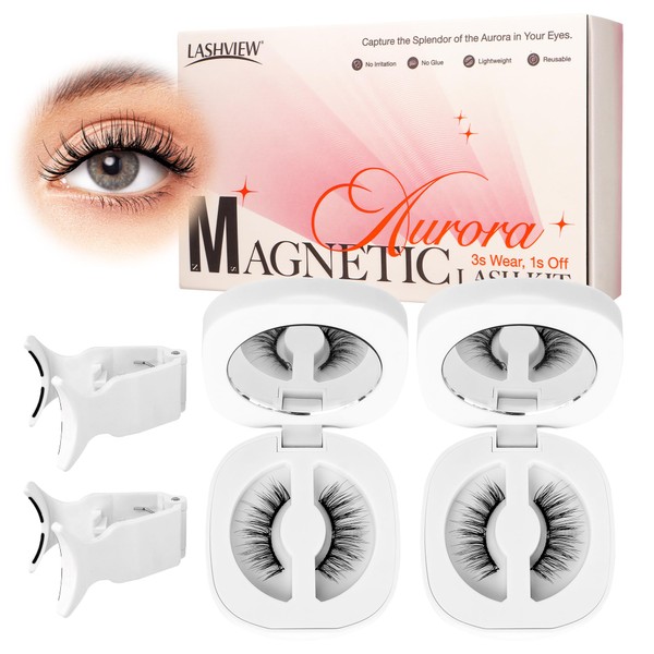 LASHVIEW Magnetic Eyelashes with Applicator,Reusable Soft Magnetic Eyelashes Natural Look,