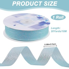 CABODYALS 18.29 m 25mm Schillerndes Band Himmelblau Rüschenbesatz Gerüschter Plisseebesatz Glitzernde Polyesterbänder Großpackung Mit Spule Zum Nähen Basteln Geschenkverpackung Hochzeitsdekoration