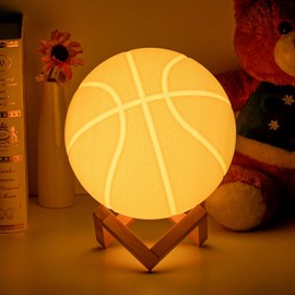 Balkwan 18 cm Basketball Night Light for Boys 16 Colours Changing Sport Moon Lamp for Kids Dimmable with Remote Control Home Decor Birthday Gifts for Kid
