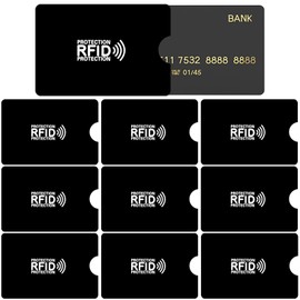 LABUYI 10Pcs RFID Card Holder,Credit Card Protector,Card Protector Sleeves,RFID Blocking Sleeves,Anti-Theft Credit Card Protector RFID,for Women Men,6.2×9.2cm (Black)