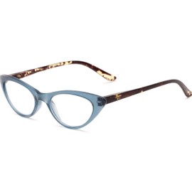 The Cat's Meow Colorful Ladies Cat Eye Reading Glasses, Full Frame Readers, 1950s Vintage Reading Glasses for Women + 2.00 Blue (Microfiber Cleaning Carrying Pouch Included)