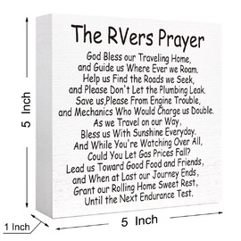 Camping Decor Funny Camping Sign Rustic The RVers Prayer Wood Block Sign Home RV Camper Decor,Camper Decorations Accessories for Inside,Camping Gifts