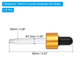 PATIKIL Glass Eye Dropper Caps, 12 Pcs Anodized Aluminum Glass Dropper Closure Top for 15ml(1/2oz) Essential Oils Bottle, Perfume, Lab Experiments, Gold Tone