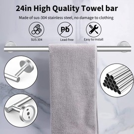 Newfun 10Pcs Brushed Nickel Bathroom Hardware Set - Includes 24&18inch Towel Bar, Robe Hook, Toilet Paper Holder, 2 Pack 5 Piece Bathroom Accessories Set Stainless Steel Wall Mounted