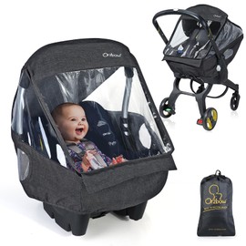 Orzbow Universal Rain Cover for Baby Seat (e.g. Maxi-Cosi/Cybex/Römer), Coverable Carry Opening and Air Holes, Contact Window, with Bag, Necessary Protection for Babies or Pets (Dark Grey)