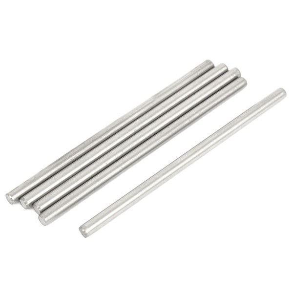 uxcell Transmission Round Rod, Round Rod, Round Rod, Set of 5, 0.1 inch (3 mm) Diameter, 2.4 inch (6 cm) Length, Stainless Steel, Silver Tone