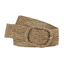 Allegra K Women Wide Waist Belts Braided Woven Belts for Dress Chunky Buckle 58-94cm/22.83-37.01" Brown