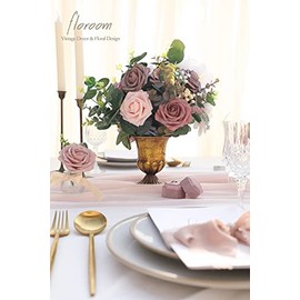 Floroom - 25 rosas artificiales de espuma, rosa polvoriento degradado, de aspecto real con tallos para hacer ramos de boda, centros de mesa, arreglos florales, mesas de fiesta, decoración del hogar