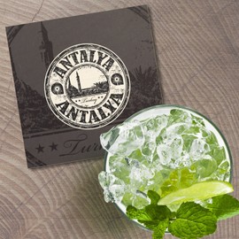 Unbranded Antalya Grunge Travel 4'' X 4'' Square Wooden Coaster