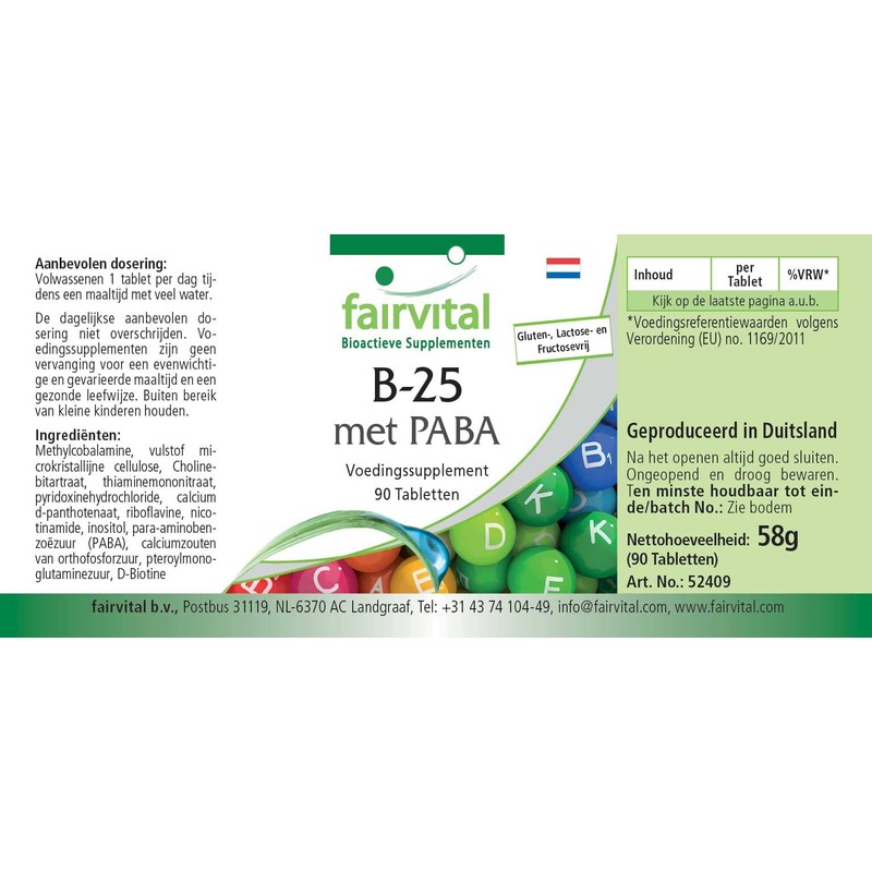 Fairvital Vitamin B Complex + PABA, Vitamin B-12, Folic Acid,