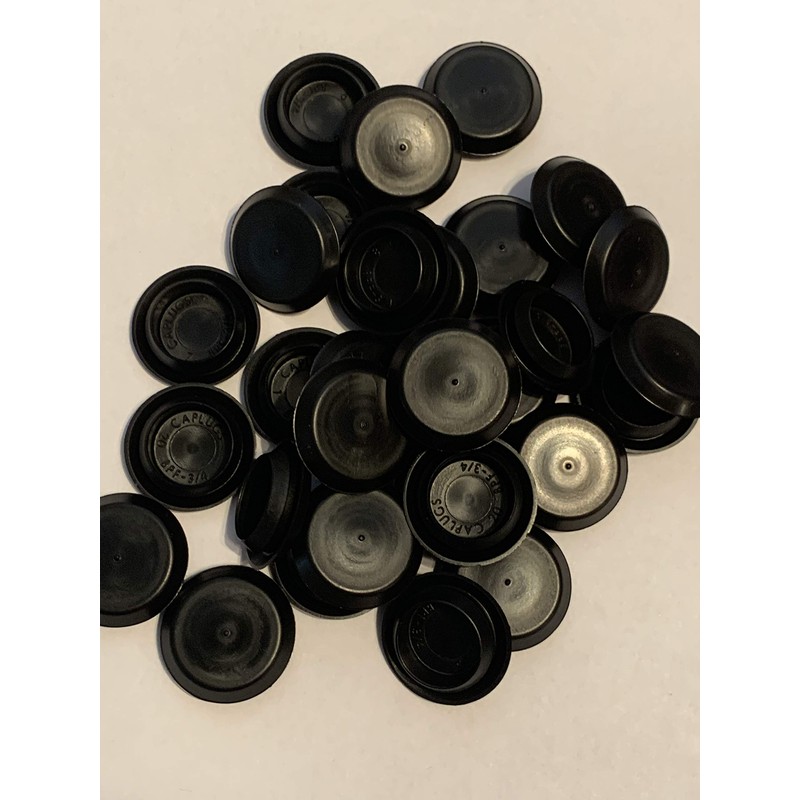 100 3/4" Black Plastic Flush Type Hole Plugs 1" Head