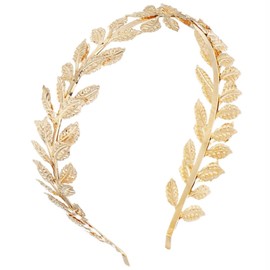 Gold leaf Hair Crown Girl Bridesmaid Bride Tiara Headband Headpiece Greek Goddess Headpiece Crown Tiara Gold Vintage Roman Laurel Leaf Branch Bridal Wedding Headband Dances Parties