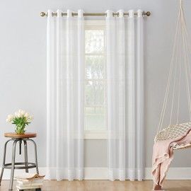 No. 918 Emily Sheer Voile Grommet Curtain Panel, 59" x 84", White
