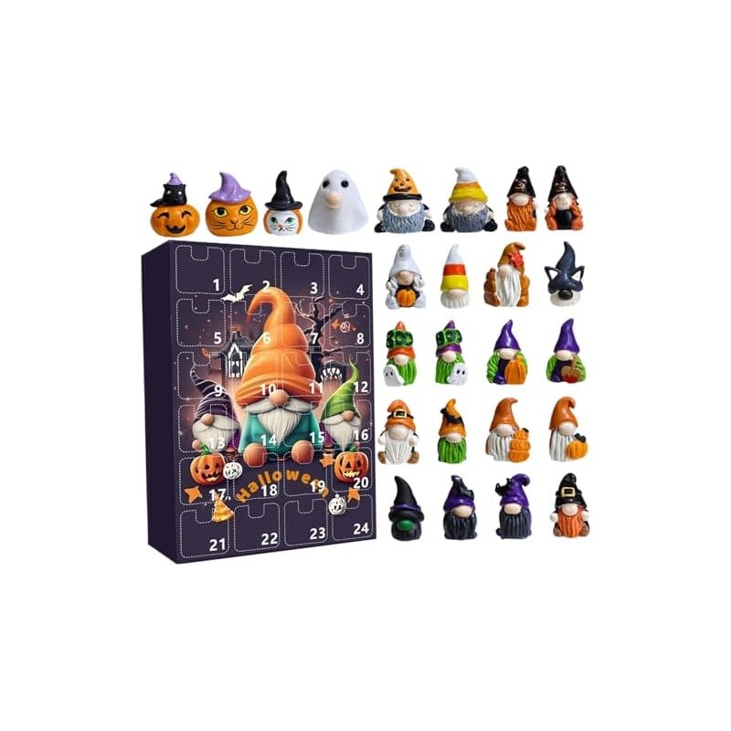 Calendario de Adviento de Halloween 2025, 24 gnomos, estilo A
