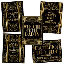 musykrafties Roaring 20's Poster Photo Booth Props Sign 16x12 5-Pack