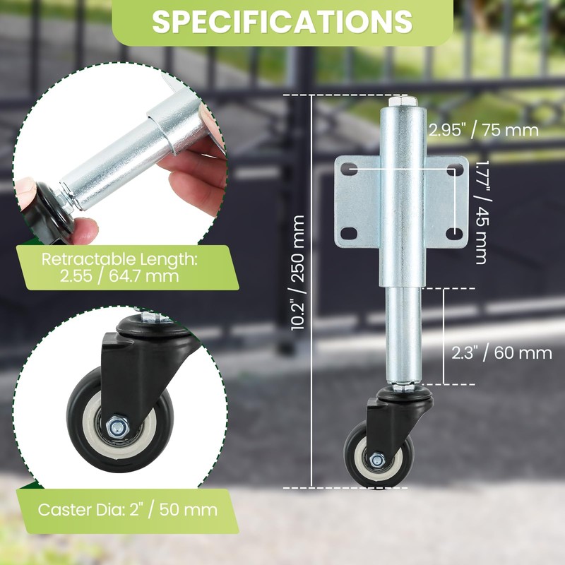 AMGSH 2" Spring Loaded Gate Caster, 2 PCS 2-1/2" Heavy