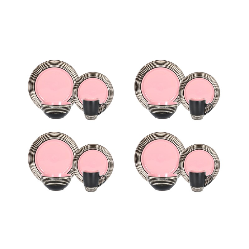 HomeVss 16 Piece Dinnerware Set, Ceramic Plates and Bowls Sets