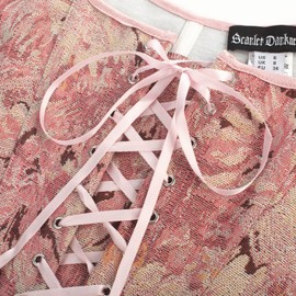 Scarlet Darkness Corset Tops for Women Renaissance Overbust Floral Lace Up Bustier Pink Daisy Size 8