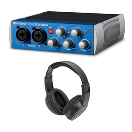 PRESONUS AUDIOBOX USB 96 2x2 Bus-powered Audio 2.0 Recording MIDI Interface Bundle with Samson SR350 Over Ear Closed Back Studio Reference Monitoring Stereo Headphones