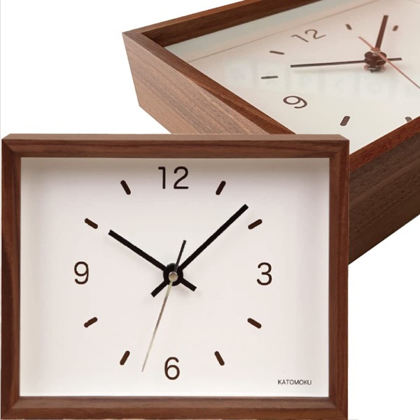 KATOMOKU Dual use clock 2 Table Clock Wall Clock Sweep (Continuous Second Hand) km-53B Brown Walnut 8.7 x 6.7 x 2.0 inches (220 x 170 x 50 mm)