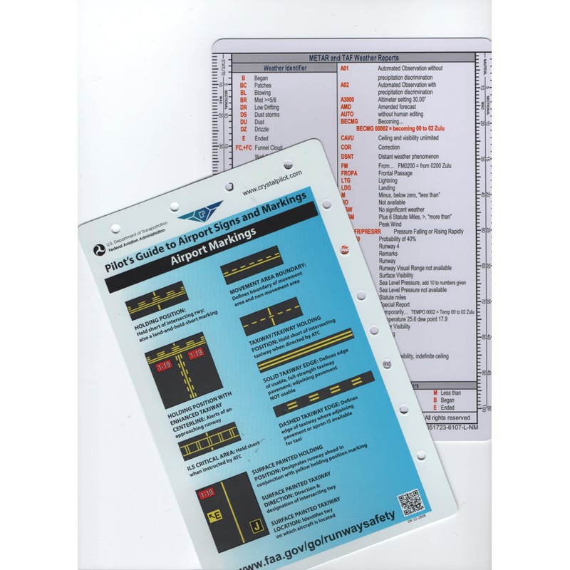 Airports marking cheat sheet, Dry Erasable VFR-IFR Flight Board &