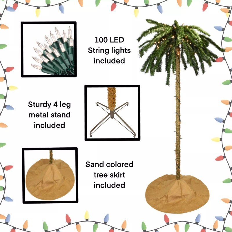 Tree Buddees 7 Foot Palm Christmas Tree Sand Colored Skirt