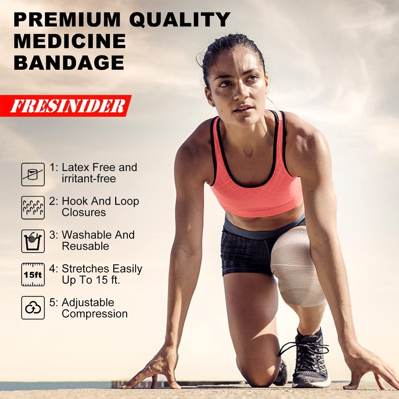 FRESINIDER Premium Elastic Bandage Wrap, 6 Pack 4" Cotton Latex