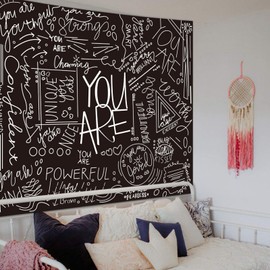Miytal Quote You Are Inspirational Wall Tapestry, Positive Saying Wall Art Wall Hanging Black Aesthetic Tapestry for Teen Girl Bedroom Dorm 59.1 x 80 Inches - Black