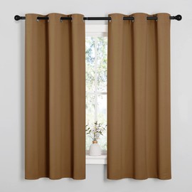 NICETOWN NICETOWN Sleek Blackout Curtains 63 inches Length for Small Windows, Noise Reducing and Block Draft Panels for Door Doorway Laundry Office Luxury Decor Theme (2 Panels, Gold Brown, W42 x L63 -Inch)