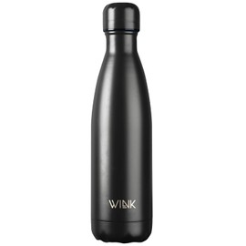 Wink Stainless Steel Thermal Flask with Cotton Bag, Thermos Flask, Drinking Bottle, Insulated Bottle for Coffee, Tea, Soup, 500 ml (Black)